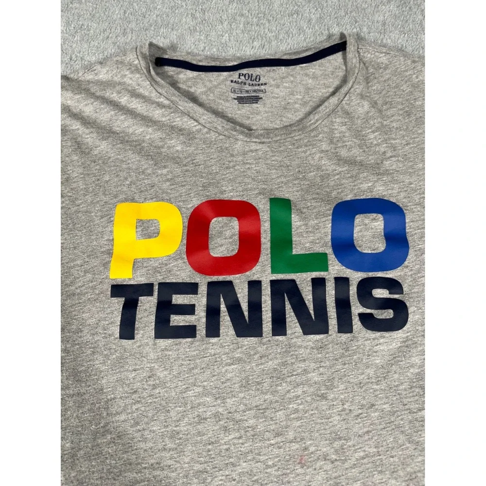 Polo Ralph Lauren US Open Tennis Graphic T-Shirt Mens XL Gray Short Sleeve